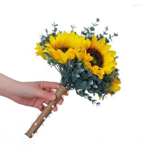 Fleurs décoratives Artificielle Eugali Simulation Bouquet De Fleurs Mariage Mariée Tournesol Mains Ted Style Turc Américain Petite Enchère