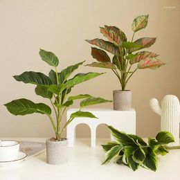 Flores decorativas Artificial Evergreen Calla Lily Plants Bundle Fake Plastic Green Plant Hojas de alta calidad Hogar Interior Escritorio Jardín