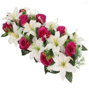 Fleurs décoratives artificielles fausses belles roses en soie, lys, route florale, décoration de fête de mariage, accessoires de décoration pour la maison