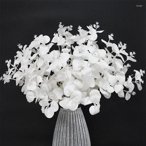 Fleurs décoratives artificielles fausses feuilles d'eucalyptus tiges blanches pour remplissage de Vase pièce maîtresse de mariage ferme décoration de la maison