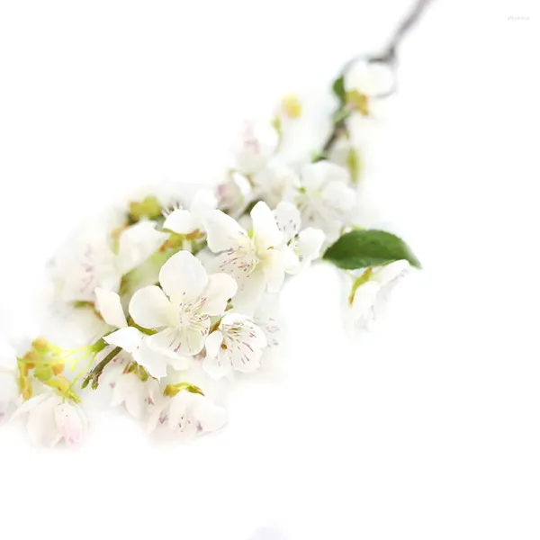 Fleurs décoratives artificielles fausses feuilles de cerisier, Bouquet Floral de mariage, mousse de fête pour décor blanc