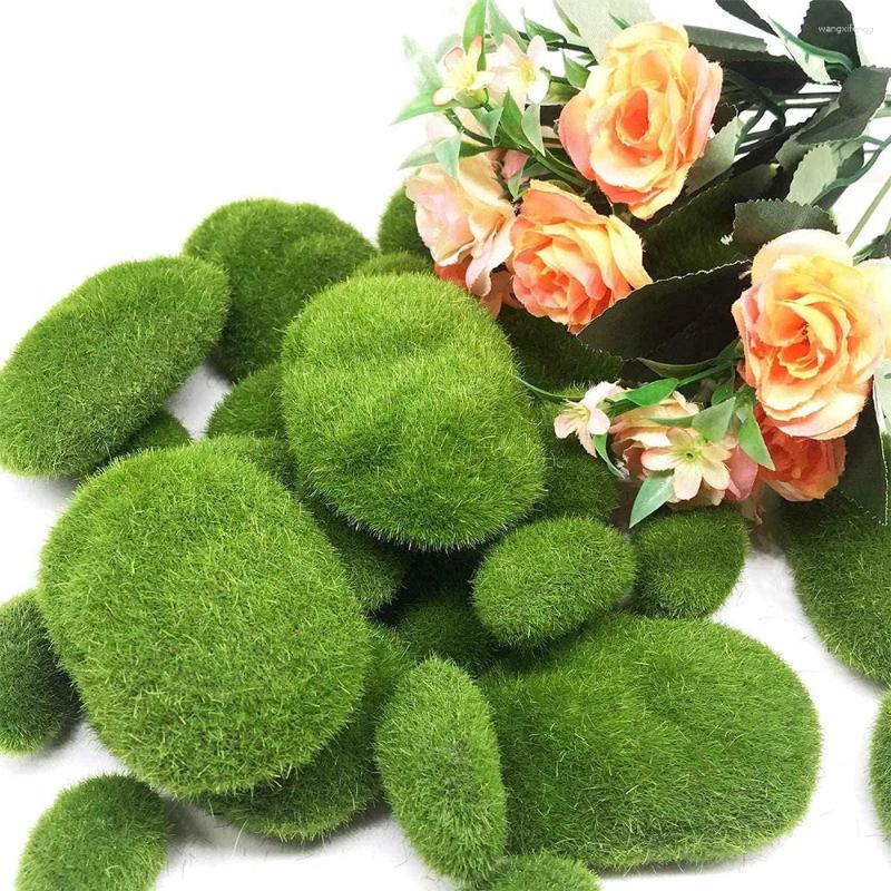 Dekorativa blommor konstgjorda falska mossor rockgrön eviga livsplantor gräsmarkscape mini hantverk halmmadrass för hemträdgård