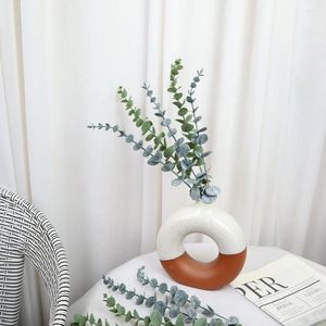 Fleurs décoratives artificielles fausse plante feuille d'eucalyptus élégant ornements de maison accessoires décor plantes de célébration de mariage pour les intérieurs