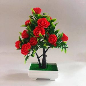 Fleurs décoratives artificielles fausses fleurs en pot bonsaï extérieur/intérieur/jardin maison décorations de fête d'anniversaire fiançailles de mariage