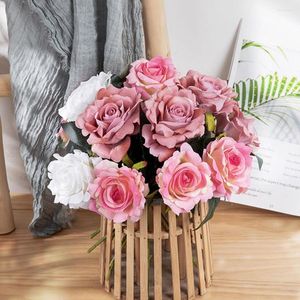 Fleurs décoratives artificielles faux Scrapbooking soie Roses noël mariage fête Bouquet produits ménagers Vases pour la décoration de la maison