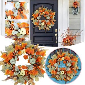 Fleurs décoratives artificielle automne guirlande porte suspendus décor guirlande Thanksgiving automne citrouille fenêtre décoration noël L5