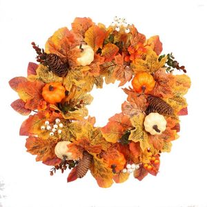 Fleurs décoratives couronne d'automne artificielle automne décoration halloween porte d'entrée de la porte de la porte suspendue avec