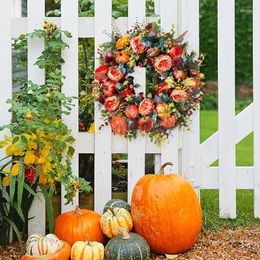 Fleurs décoratives couronnes d'automne artificielles pour porte d'entrée maison ferme de maison suspendue citrouille guirlande pendentif Noël décoration de Thanksgiving