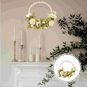 Guirlande de fleurs décoratives artificielles en Faux bois, plantes d'intérieur, couronne de feuilles vertes, fleur de mariage