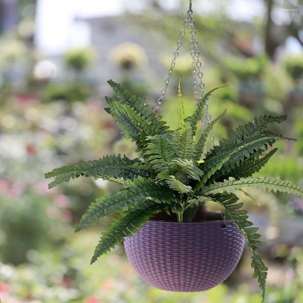 Flores decorativas Planta de helecho artificial Realista Sin marchitamiento Sin riego Simulación falsa Decoración del hogar verde