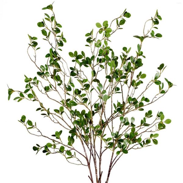 Fleurs décoratives Artificielle Ficu Branche Faux Feuille Spray Vert Eucalytus Verdure Tige Plante Pour La Maison De Mariage Vase Filler Décor