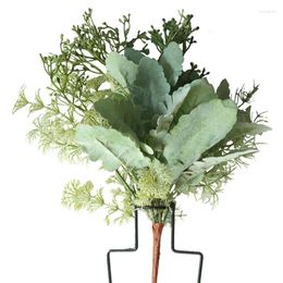 Fleurs décoratives agneaux floqués artificiels feuilles d'oreille tiges Faux Senecio Cineraria pics verdure Sprays Bouquet décoration de mariage à la maison