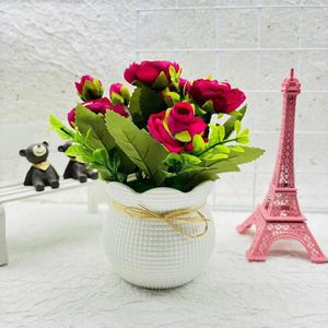 Fleurs décoratives Bonsaï à fleurs artificielles plantes en pot élégantes pour décoration de bureau à domicile 6 table-tête de fleur