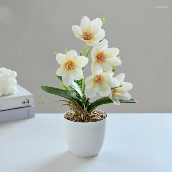 Flores decorativas Flores artificiales Película de impresión 3D Sensación Magnolia Pequeño Bonsai Decoración creativa para interiores