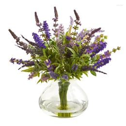 Fleurs décoratives arrangement de floraux artificiels dans Vase Purple Home Decors Accessoires Luau décorations de fête Décoration de mariage pour