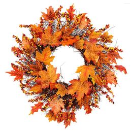 Fleurs décoratives Fleur artificielle Couronne d'automne d'automne Ornement de suspension ou de porte de maison de la maison Décoration de Noël 45cm