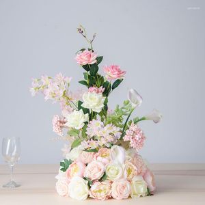 Boule de fleurs artificielles décoratives, décoration de Center de Simulation en soie pour Bouquet de route de mariage, Arrangement d'accessoires de fête