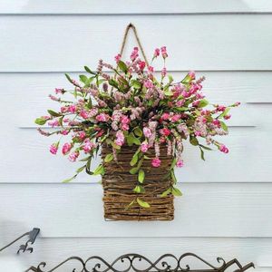 Decoratieve bloemen kunstmatige bloemmand wanddecoratie lente zomerdeur voorkant hangende slinger bloemen nep decor tuin wraa z1h5