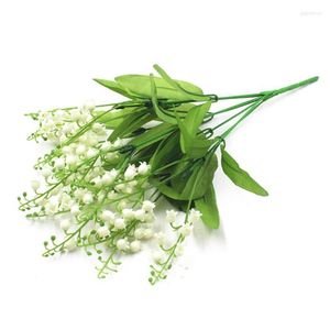 Flores decorativas flor artificial Bellflower Lily Valley ramo falso carillón de viento blanco decoración de boda nupcial