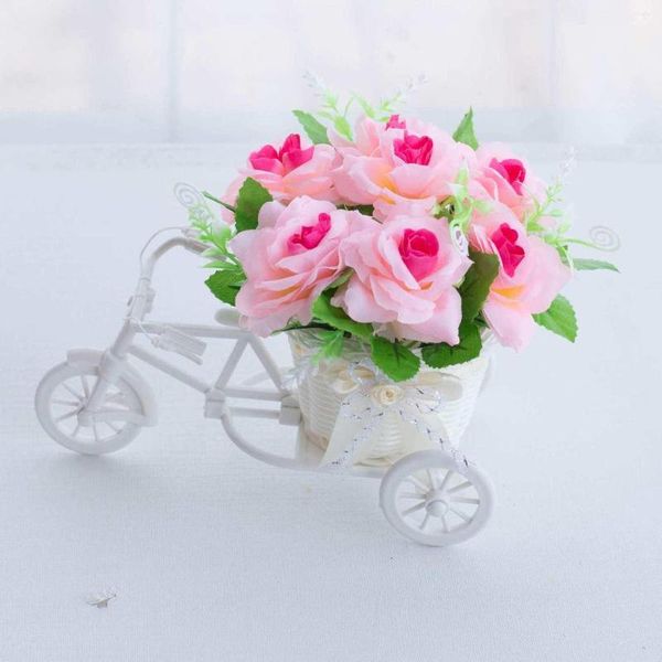 Fleurs décoratives fleur artificielle vélo panier faux azalée Roses pastorale maison salon décoration