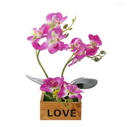 Decoratieve bloemen kunstmatige bloem bonsai zijden vlinder orchidee potplant planten set houten bloemenpot bruiloft huizen tuin decor