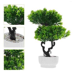 Decoratieve bloemen kunstmatige bloem bonsai decor simulatie pijnboomboom plastic bureaublad versiering plant faux geëmuleerde grote indoor pot