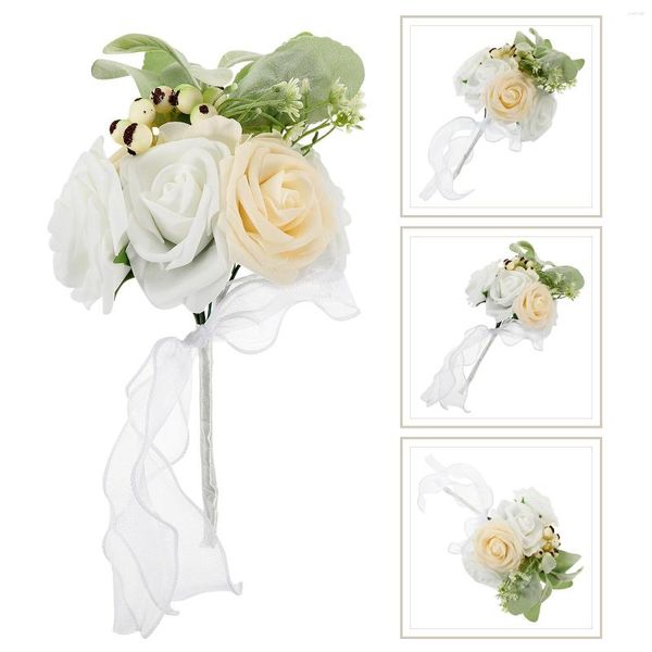 Fleurs décoratives Bouquet de fleurs artificielles Faux Bouquet simulé Quinceanera Faux