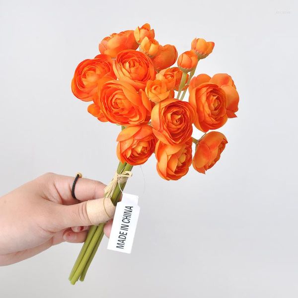 Fleurs décoratives Bouquet de fleurs artificielles Soie Thé Rose 26cm Faux Plante Mariage Maison Jardin Fête De Noël Décoration Accessoires Accessoires
