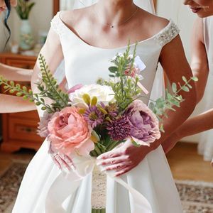 Fleurs décoratives fleur artificielle bouquet de demoiselle d'honneur frais-garde ornementale Style coréen fausse soie accessoires de photographie
