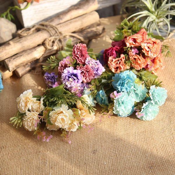 Fleurs décoratives bouquet d'oeillets de fleurs artificielles pour la décoration de la maison mariage fête des mères cadeau mariée tenant mur