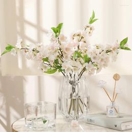 Fleurs décoratives Fleur artificielle Cherry Blossom Single Peach Branch Salon Room Tableau d'ornement Décoration