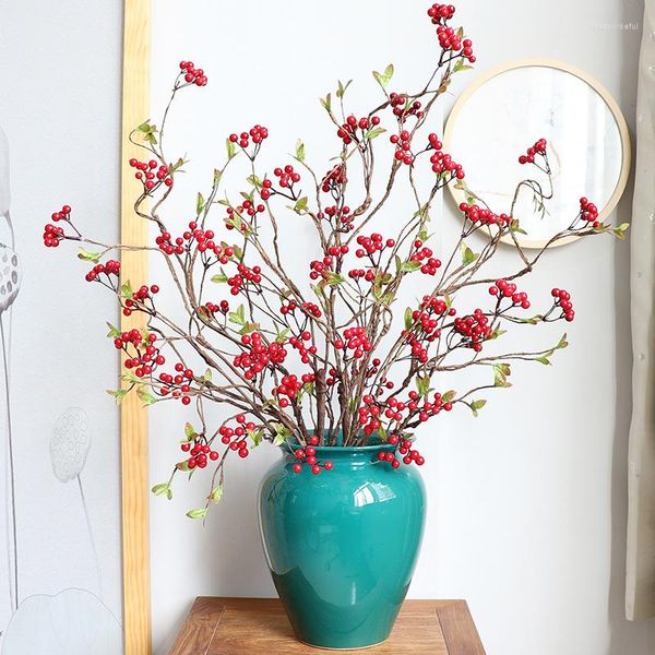 Fleurs décoratives fleur artificielle décoration de noël fausse branche de fruit haricot Flores Artificiales
