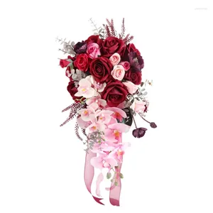Fleurs décoratives fleur artificielle Combo mariage pour demoiselles d'honneur petite broche Bouquet Arrangement