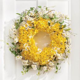 decoratieve bloemen kunstbloem narcissen krans decoratie 35cm hangende slingers voor voordeur raam bruiloft buiten huis decoratie