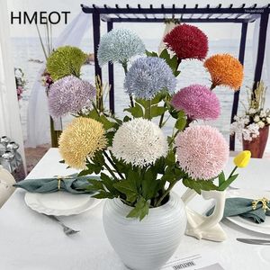 Fleurs décoratives à fleurs artificielles Plancherie verte d'oignon vert plastique Pompom Pompom Table de table décor de mariage arrangement floral accessoires PO