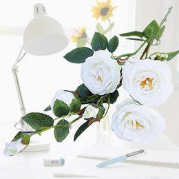 Fleurs décoratives Flower Artificial Flower 6 Heads Camellia Fake Plant for Home Office