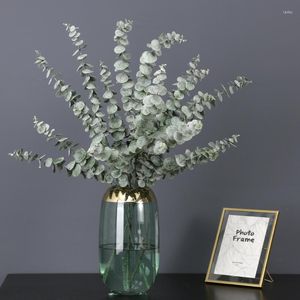Fleurs décoratives fleur artificielle mode unique branche d'eucalyptus décoration de la maison vert feuille d'argent en plastique fausse plante bricolage mariage