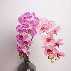 Fleurs décoratives fleur artificielle sensation orchidée colle douce 9 tête Phalaenopsis maison arrangement décoration pièces paysage mariage
