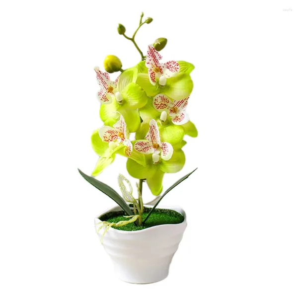 Fleurs décoratives Fleur artificielle Fleur à cinq têtes Phalaenopsis Bonsai Garden Decoration Plantes en pot des accessoires de mariage décor de fête