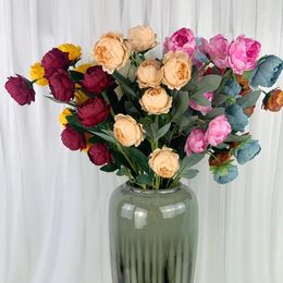 Fleurs décoratives Fleur artificielle pour la décoration simulation de soie sol de mariage 7 tête