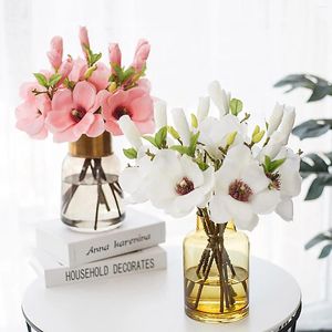 Decoratieve bloemen Kunstmatige bloemen Home Vaas realistische vintage plastic rood roze bule orchidee -decoratie