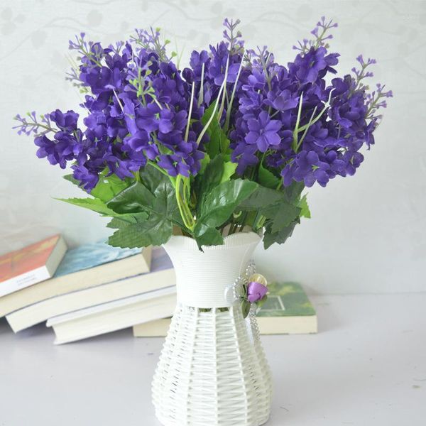 Fleurs décoratives Fleur Artificielle Jacinthe Violet Branche Fleurs Artificielles Pour La Maison Fête De Mariage Décoration Faux Guirlande