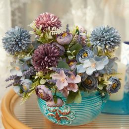 Decorative Flowers Artificial Flower Hydrangea Rose White Silk Table Centerpieces Wedding Peony Dandelion Ball Fake