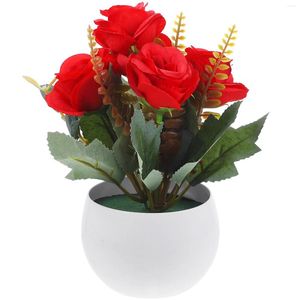 Fleurs décoratives Fleur artificielle dans le pot fausse décoration de plante en pot faux bonhonsaï