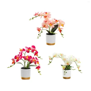 Decoratieve bloemen kunstbloem in pot potplanten gemakkelijk schoon te maken ornament nep orchidee bonsai voor tuin badkamer lentefestival