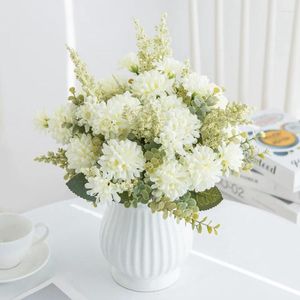 Fleurs décoratives fleurs artificielles lavande balle chrysanthemum combinaison bouquet pour décoration intérieure de mariage table de salle à manger