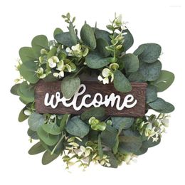 Fleurs décoratives artificielles feuilles de plante Garland mariage de mariage signe de bienvenue à la maison faux ffowers décoration accessoires de couronne de bricolage