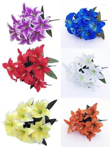 Decoratieve bloemen Kunstbloem Lelie Gesimuleerd Plastic Nep 10 Hoofden Multi Color Bruiloft Huis Tuin Binnenplaats Kantoor Decor