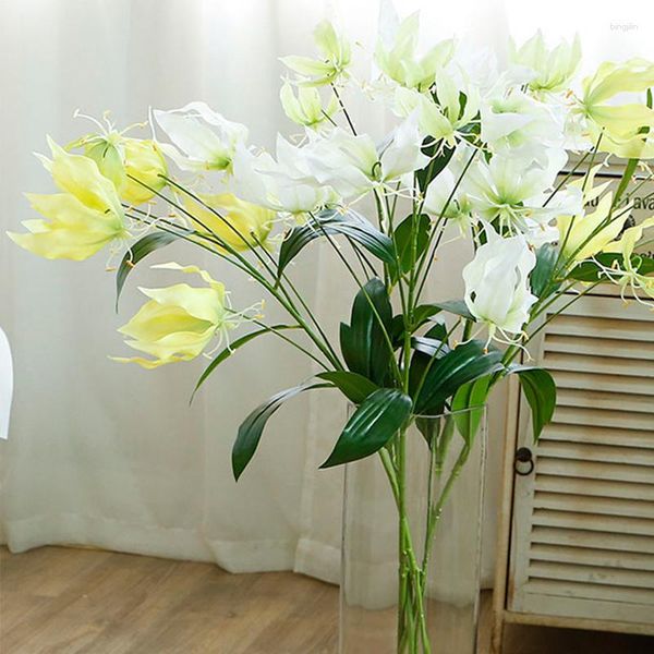 Fleurs décoratives fleur artificielle lys jardin décoration fête mariage bouquet de mariée fausse plante salon maison garen vraie touche