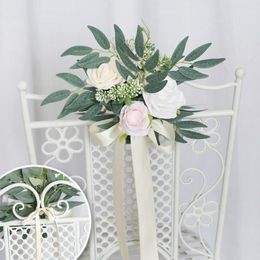 Fleurs décoratives fleur artificielle en plein air mariage Rose chaise dos décoration signe d'eau faux mur suspendu décor